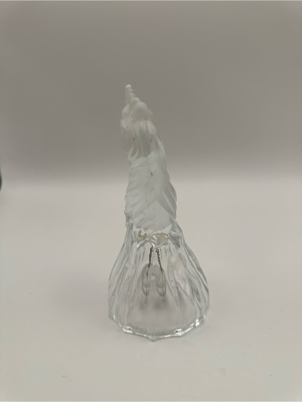 Vintage Frosted Glass Unicorn Head Lead Crystal Bell Nice Detailed Bell - Picture 6 of 8